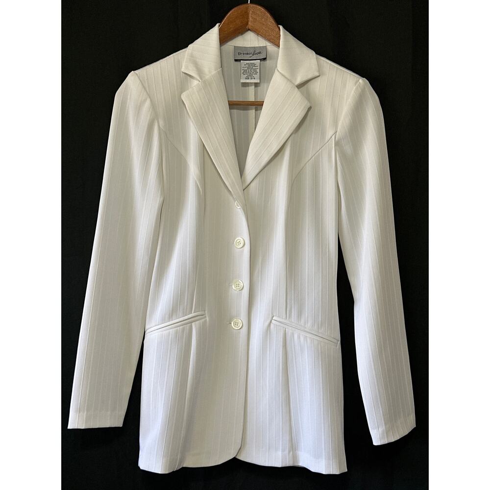 VTG Breakin Loose Power Blazer Sz 3/4 White Pinstripe Corpcore Girl Boss Summer